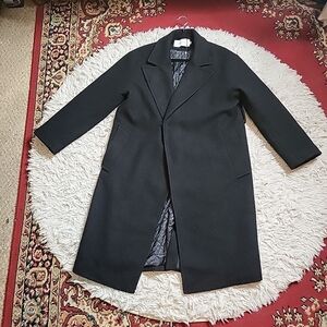 Womens Black Coat Long Chic Size Small S Winter Oversized City Longline